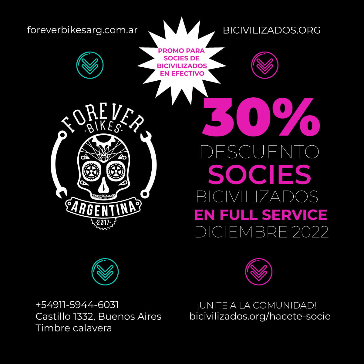 descuento socies promo forever bikes argentina