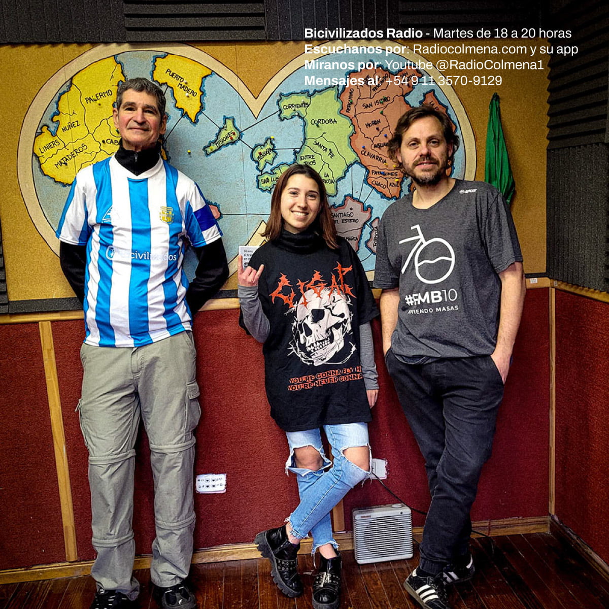 bicivilizados_radio_358_equipo_espaldas Adrián Sánchez, Candelaria Dabusti y Leo Spinetto